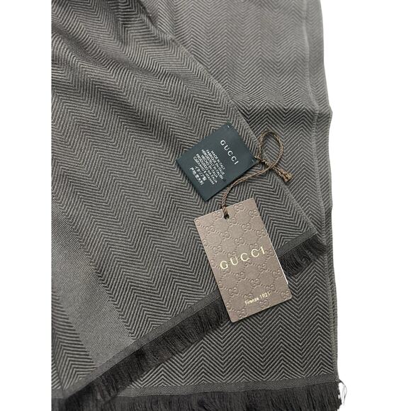 Gucci Unisex Cree Wool Warp Scarf muffler 544628 Dark brown - Picture 5 of 8